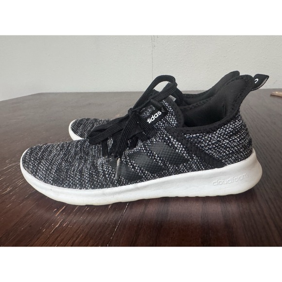 adidas Shoes - Adidas Cloudfoam Memory Foam Knit Sneakers Women's Size 7 Black White Athleisure